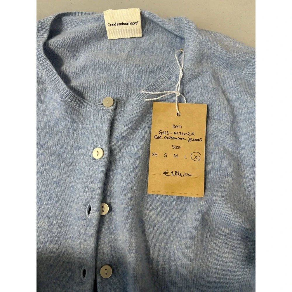 NWT Good Harbour Store XL‎ Women's Blue Cardigan 100% Cashmere